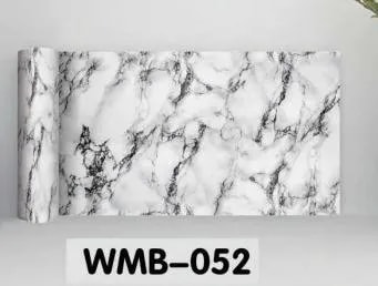 Papel Tapiz Autoadhesivo Efecto Mármol Blanco con Vetas Negras en Rollo