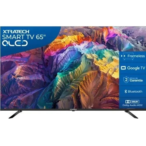 Smart TV Xtratech 65" 4K UHD QLED Google TV Mando De Voz WIFI BT Chromecast Dolby Atmos Control