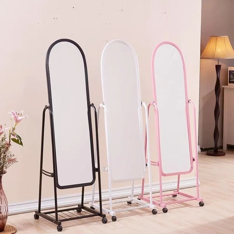 Espejo de Piso Arqueado con Soporte Móvil y Repisa 160x45 cm