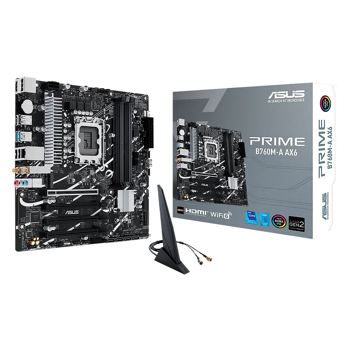 Mainboard ASUS Prime B760M-A AX6 LGA-1700 Intel 14va. 4DDR5 Wifi DP HDMI 3M.2 12USB PCIe 4.0