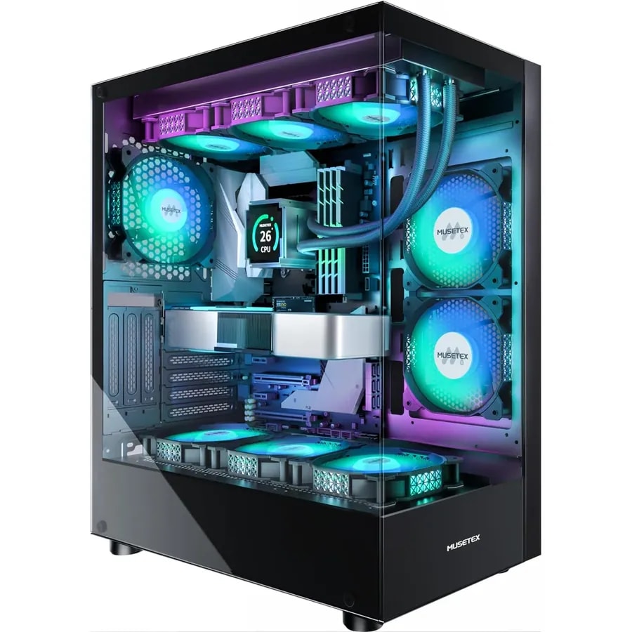 Case Gamamex Precision 2 BK ATX USB-C/3,0/2,0 Fan Post. 1*12CM ARGB + Coc 14CM, Lat. Vidrio Temp Y