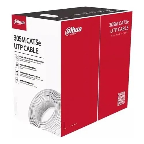 Cable UTP CAT6 Int. Dahua 305M Cobre 100% 24AWG Chaqueta Blanca Gigabit Ethernet DH-PFM920I-6UN-CN