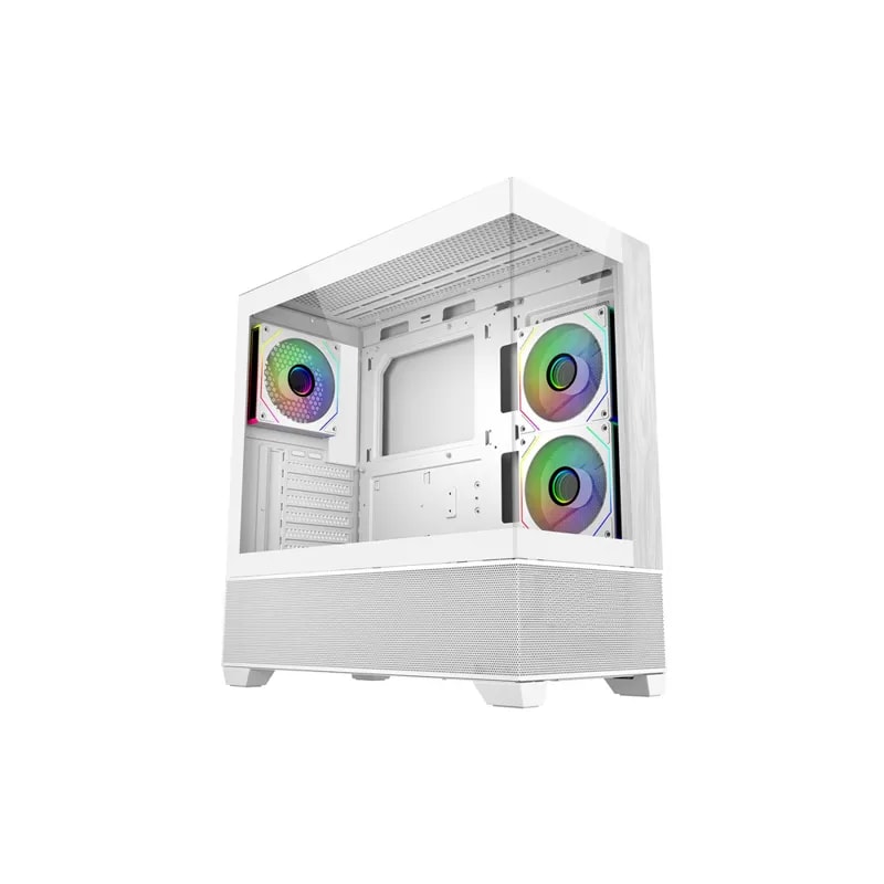 Case Cooler Master MID Tower Elite 690 White Wood 1X120MM ARGB Rear 2X120MM Side Mount