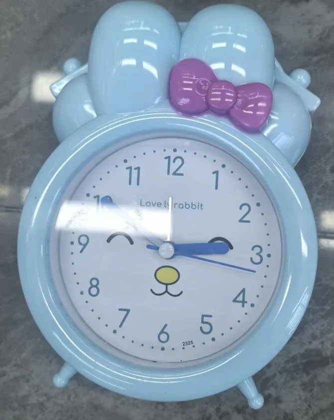 Reloj Despertador Infantil Conejito Celeste con Lazo