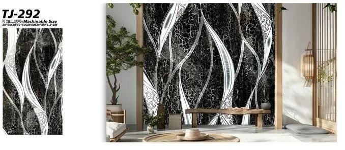 Papel Tapiz Autoadhesivo Ondas Blanco y Negro en Rollo