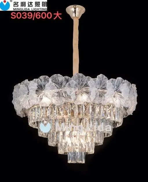 Lámpara Colgante de Cristal 60 cm con Hojas de Vidrio Esmerilado