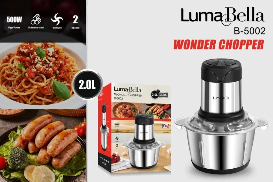 Picadora Eléctrica Luma Bella 500W 2 L Acero Inoxidable