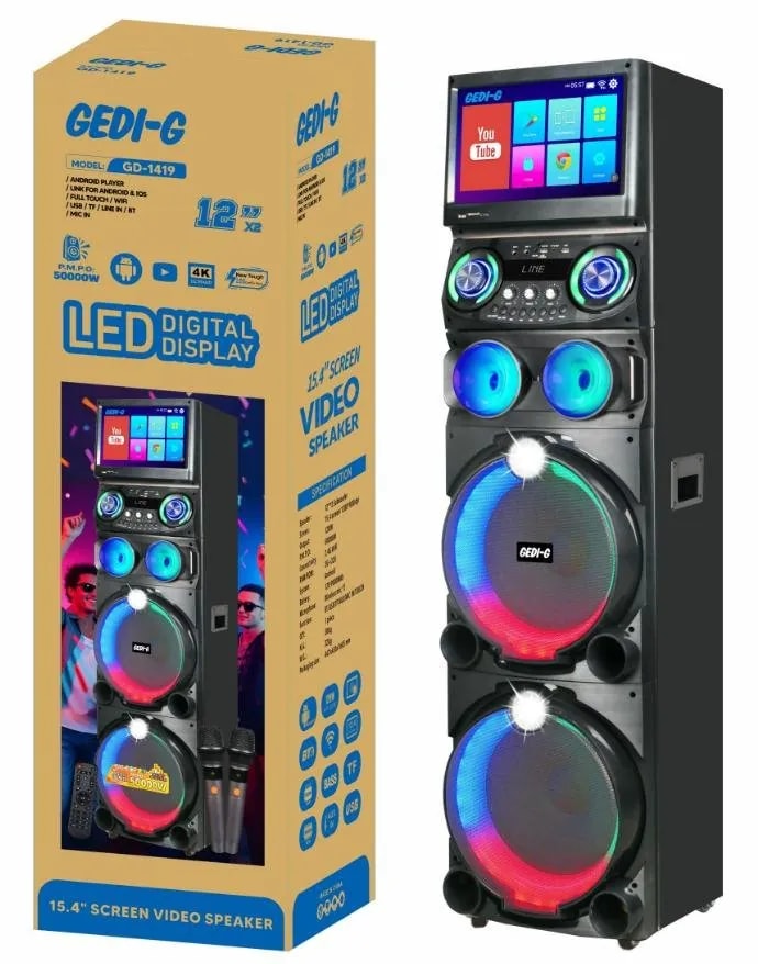 Torre de Sonido Karaoke GEDI-G con Pantalla Táctil y Luces LED