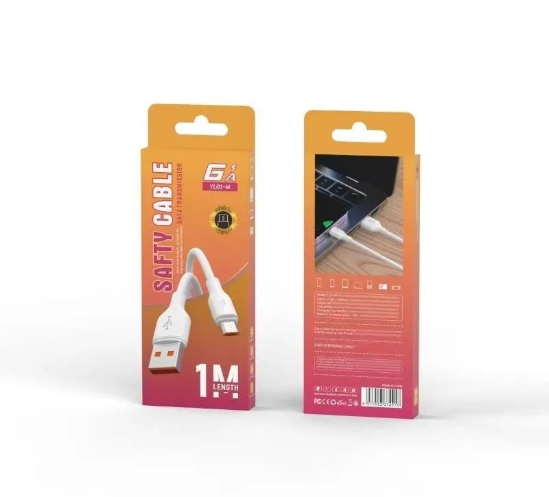 Cable USB a Micro USB Safety Cable 6A 1 m Naranja