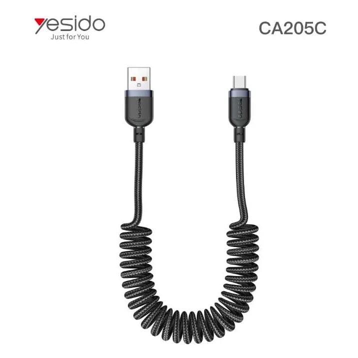 Cable en espiral Yesido CA205C USB a USB-C 18W
