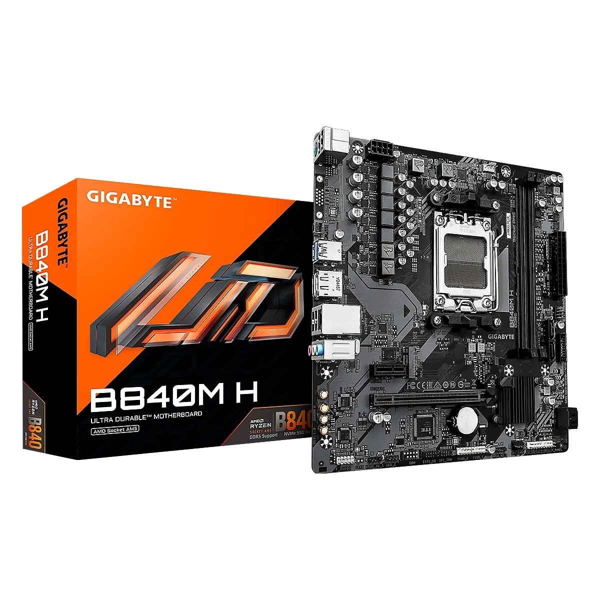 Mainboard Gigabyte B840MH AMD5 Ryzen 9000 DDR5-8200 HDMI DP PCIe 4.0 4X16 PCIe 3.0 x1 4SATA 4USB3.2