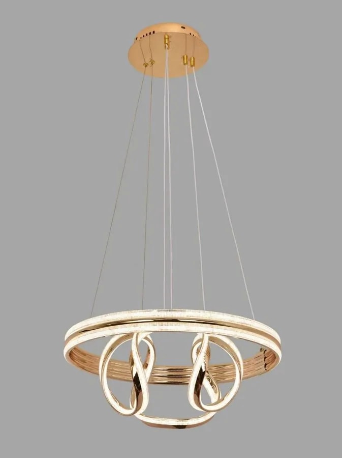 Lámpara Colgante LED Aro con Lazos Interiores Dorado Francés