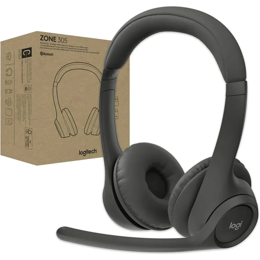 Headsets Logitech Zone 300 / Wireless / Mic. Cancel. Ruido / 100-7KHZ / White