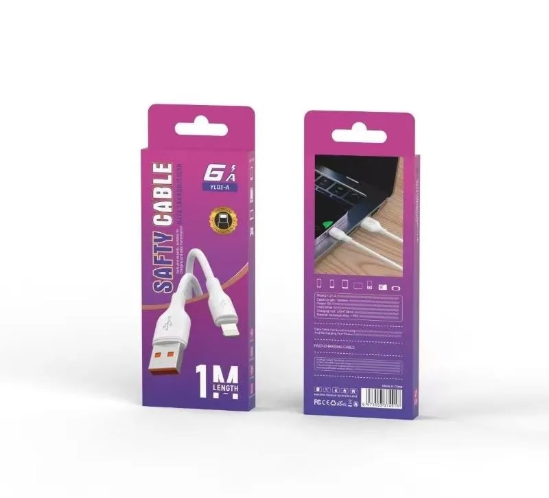 Cable USB a Lightning Safety Cable 6A 1 m Morado