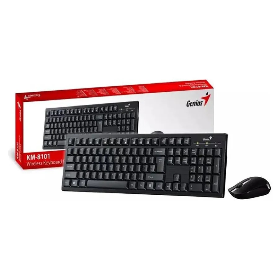 Kit teclado y mouse genius KM-8101 inalambrico 2.4 ghz indicador batería pilas AA2 negro