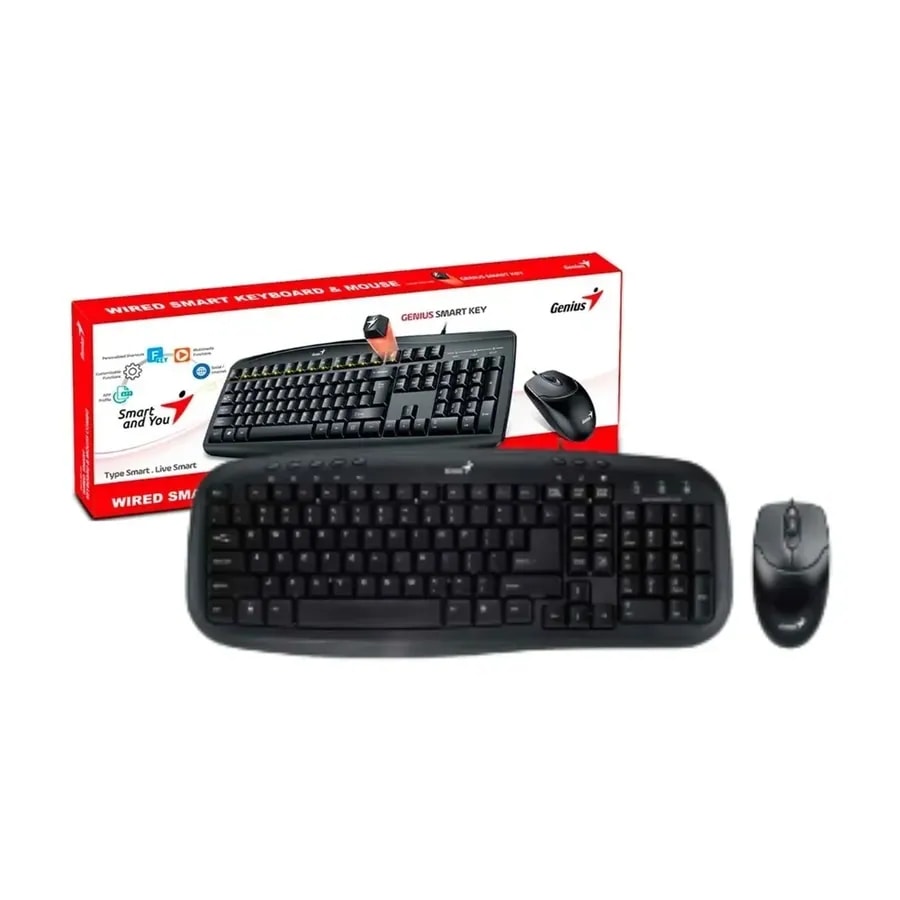 Kit genius teclado y mouse KM-200 sp 12 tec. funcion, dpi 1000 USB 2.0 negro