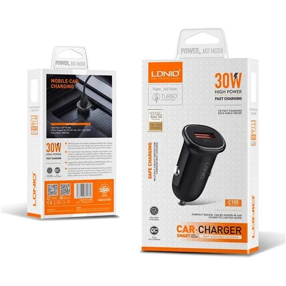 Cargador veh. ldnio C105 30W 1P USB + cab USB-V8 +.