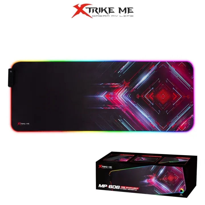 Mouse pad xtrike me MP-606 rgb 13 efectos superficie microfibra antideslizante cable USB 1.5M XL (8003003mm)