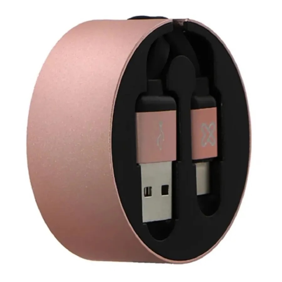 Cable klip xtreme retractil usb-a A usb-c plano 1M carga rapida -negro