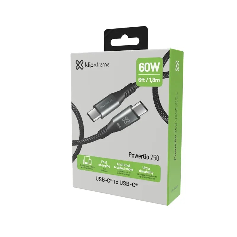 Cable klip xtreme usb-a macho A usb-c macho 10 pies (3.05M) carga rapida 30W 480 mbps