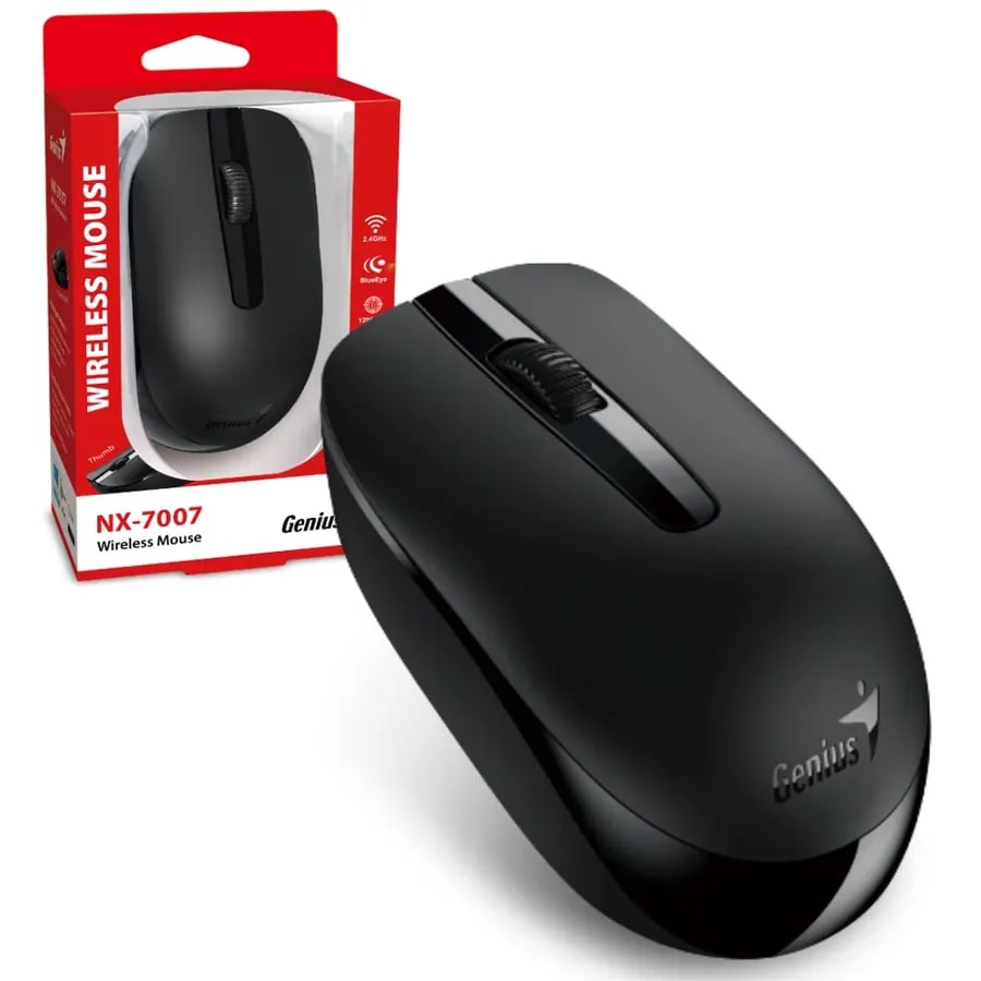 Mouse genius NX-7007 negro 2.4GHZ 3 bot. dpi 1200 blueeye incl pila aa