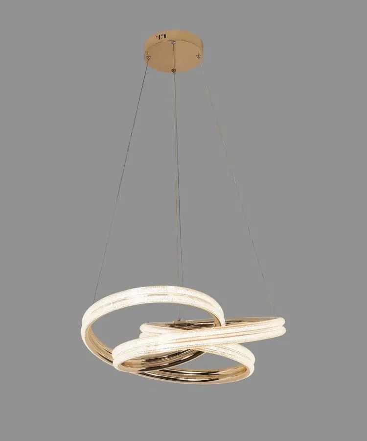 Lámpara Colgante LED Espiral Triple Dorado Francés 50 cm