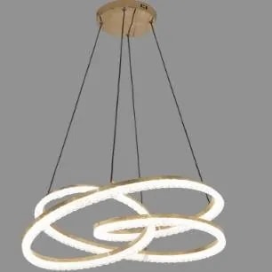 Lámpara Colgante LED Aros Entrelazados Efecto Cristal Dorado 50 cm