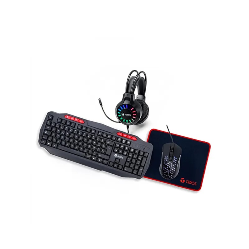 Combo Teros Gaming TE-5014S Teclado / Mouse / Auricular / PAD Mouse / Retroiluminacion