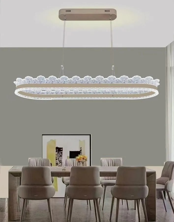 Lámpara Colgante LED Ovalada Efecto Cristal para Comedor