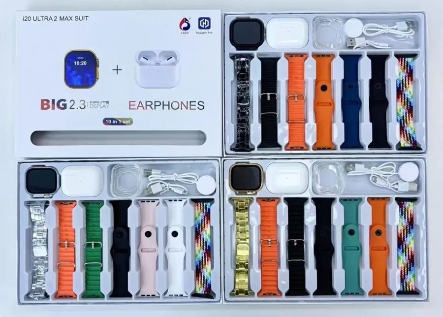 Kit Smartwatch i20 Ultra 2 con Audífonos y Correas Intercambiables