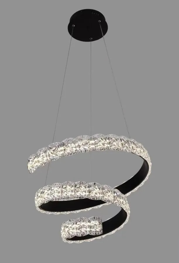 Lámpara Colgante LED Espiral Efecto Cristal Negro 50 cm