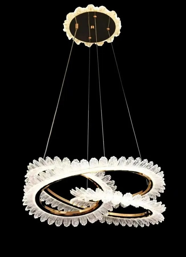 Lámpara Colgante LED de 3 Aros Entrelazados 60 cm Dorada