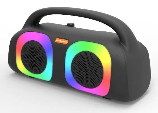 Parlante Bluetooth Boombox Doble 3" con Aros RGB y Micrófono