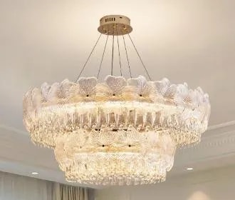 Lámpara Colgante de Cristal 60 cm Doble Nivel con Cables