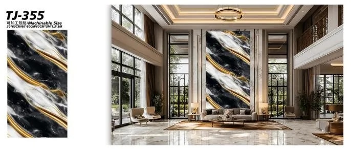 Papel Tapiz Autoadhesivo Mármol Negro, Blanco y Dorado en Rollo
