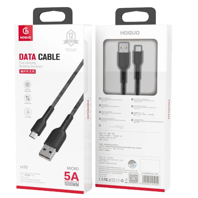 Cable Hoguo H19 USB a Micro USB trenzado 1 m