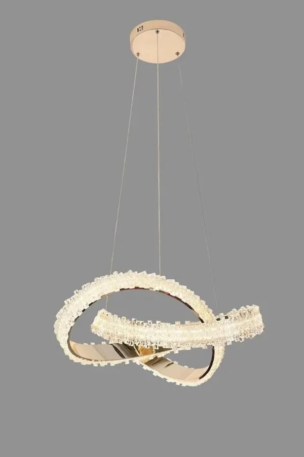 Lámpara Colgante LED Aros Entrelazados Efecto Cristal Dorado Francés 50 cm
