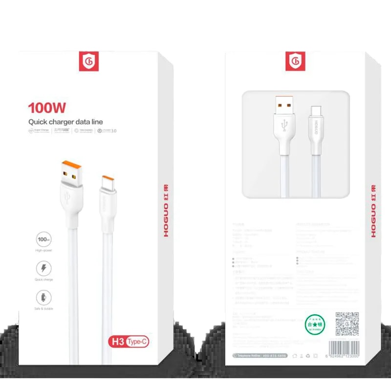 Cable Hoguo H3 USB a Tipo C carga rápida 100W 1 m