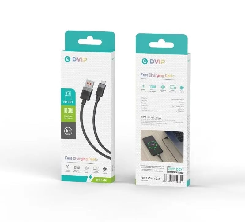 Cable USB a Micro USB DVIP BZ2 Carga Rápida Negro