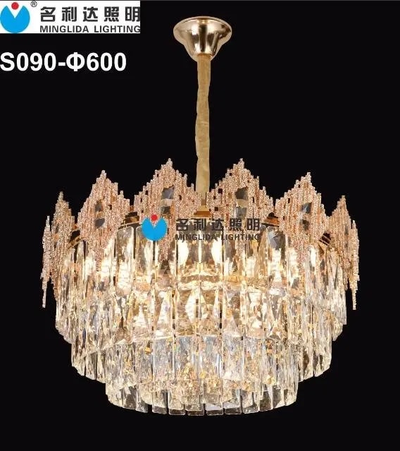 Lámpara Colgante de Cristal Dorada 60 cm con Remate Puntiagudo