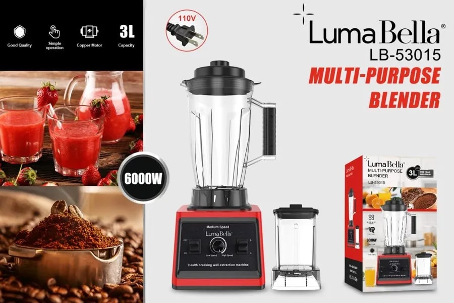 Licuadora Profesional Multiuso Luma Bella 3 L Alta Potencia Roja