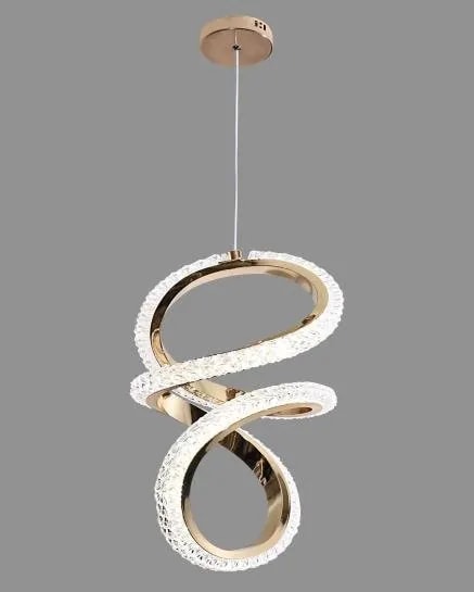 Lámpara Colgante LED Espiral Vertical Efecto Cristal Dorado Francés 30 cm