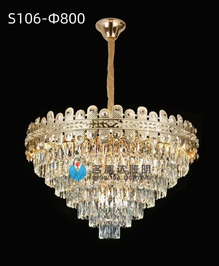 Lámpara Colgante de Cristal Dorada 60 cm Escalonada