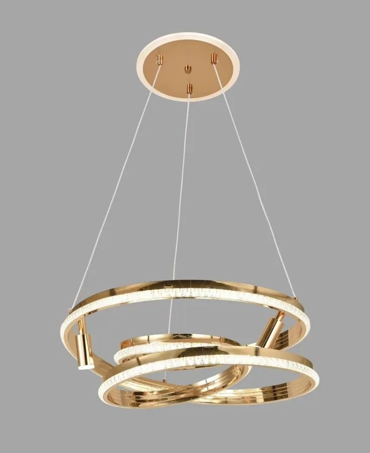Lámpara Colgante LED Aros Superpuestos Grande Dorado Francés
