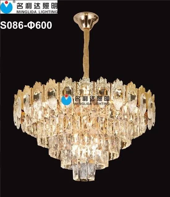 Lámpara Colgante de Cristal Dorada 60 cm Estilo Corona