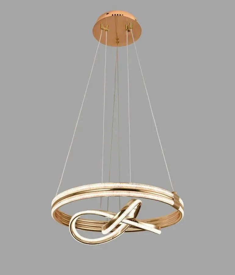 Lámpara Colgante LED Aro con Lazo Interior Dorado Francés