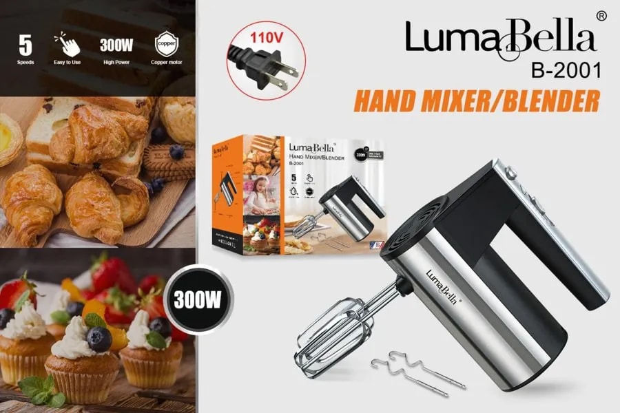 Batidora de Mano 300W de 5 Velocidades con Turbo