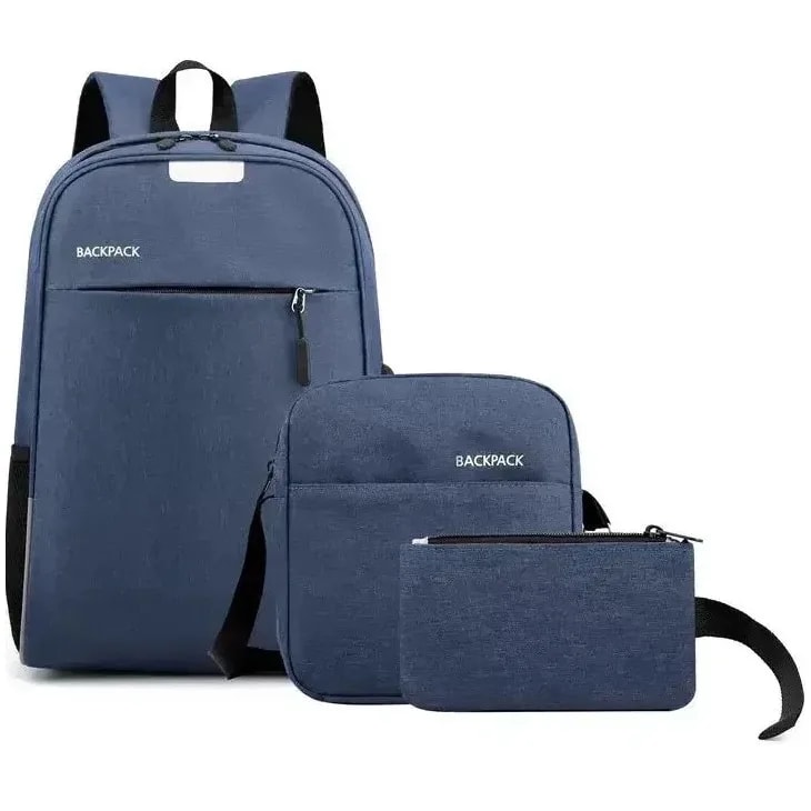 Kit Maleta + Lonchera + Cartuchera LS206 15"6 Varios Compartimentos Azul
