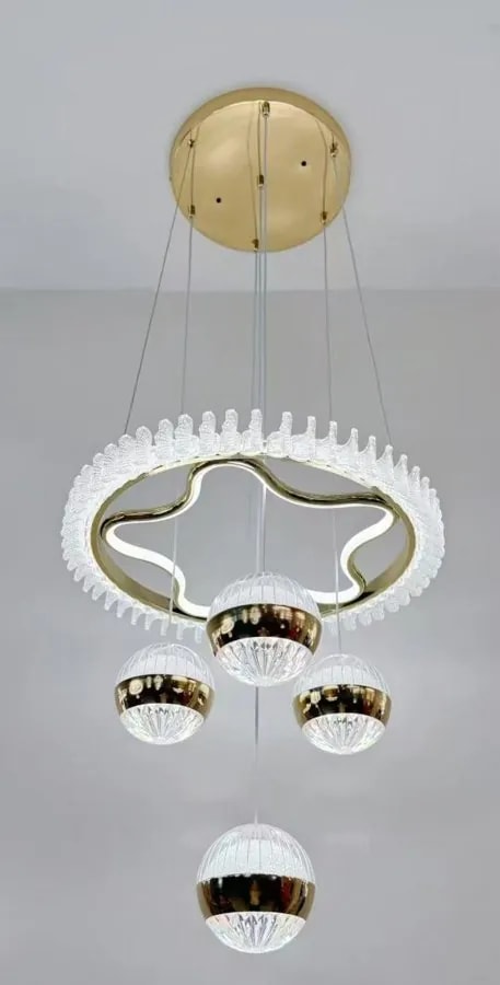 Lámpara Colgante LED de Aro Floral 50 cm con 4 Esferas