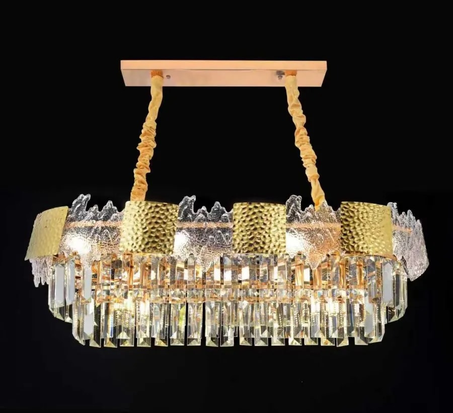 Lámpara Colgante de Cristal Ovalada 80x30 cm Dorada